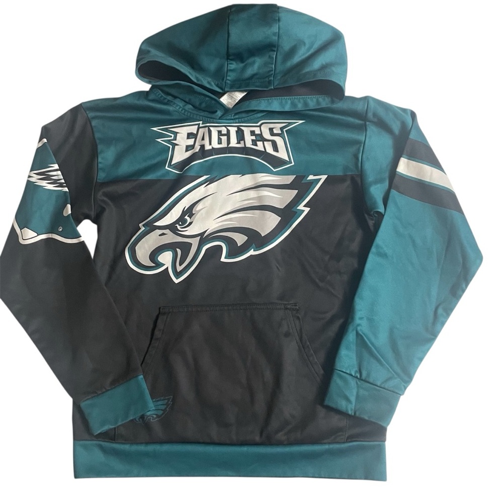 NFL Team Apparel Youth Philadelphia Eagles Hoodie Large (14/16)